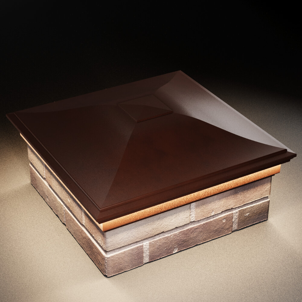 Колпак Zking Монблан Коричневый на столб 2х2 кирпича (515х515мм) c подсветкой